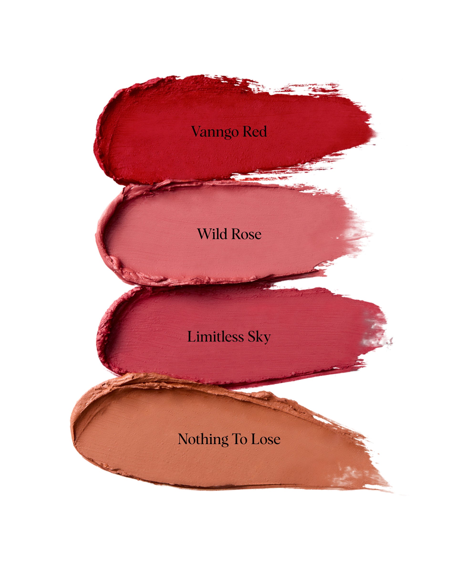 #shade_Vanngo Red #shade_wild rose #shade_Limitless Sky #shade_Nothing To Lose