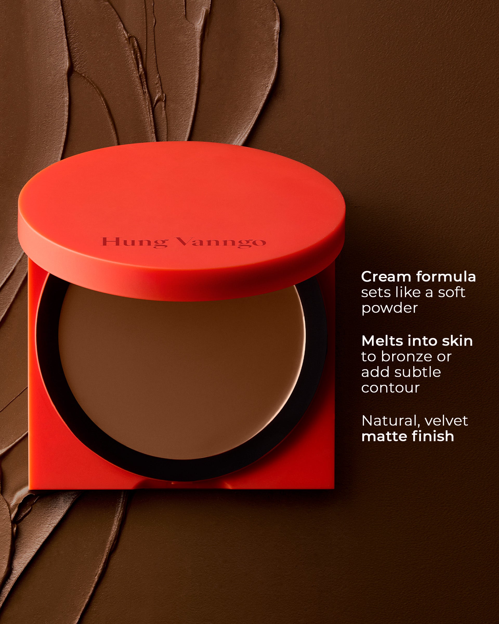 Hung Vanngo Tansculpt contour cream on a brown swatch background